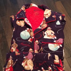 Nick & Nora Flannel Sock Monkey Pajama Set